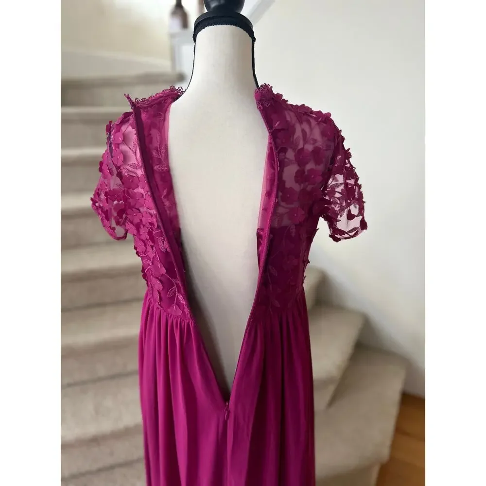 NWT Chi Chi London Maternity Andrica Pink Floral Applique High Low Dress